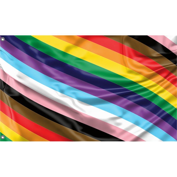 Inclusive Pride Flagge | Einzigartiger Designdruck | Hochwertige Materialien | Größe - 3x5 Ft / 90x150 cm | Hergestellt in EU