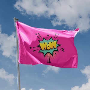 Wow Flagge | Einzigartiges Design Druck | Hochwertige Materialien | Größe - 90 x 150 cm | Hergestellt in der EU