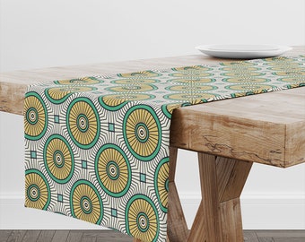 Caminho de Mesa Coleção Étnica Verde | Decoração de mesa com design exclusivo | Têxtil e impressão de alta qualidade | Fabricado na UE