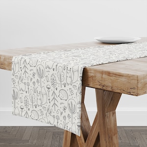 Table Runner Hand Drawn Wild Forest | Unique Design Table Decor | High Quality Textile and Print | Made in EU