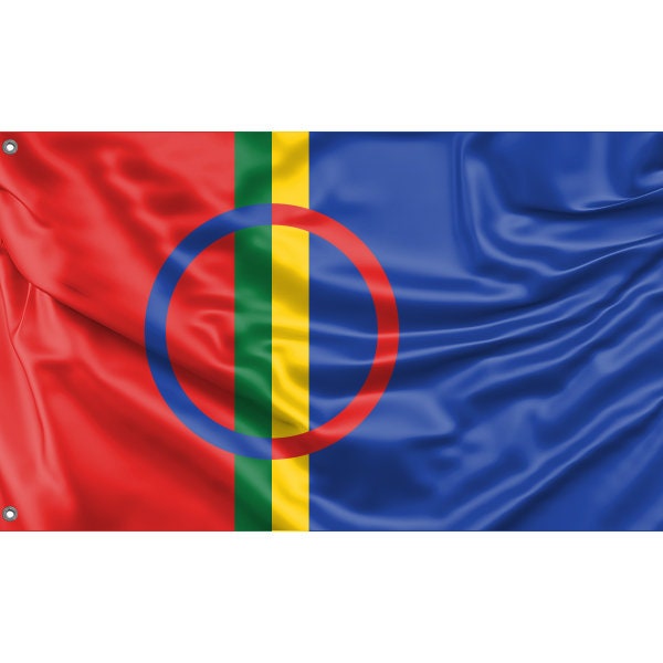 Sami People Flag | Unique Design Print | Hiqh Quality Materials | Size - 3x5 Ft / 90x150 cm | Made in EU