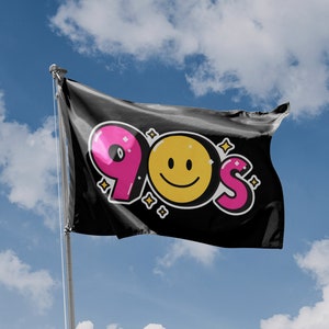 90&#39;s Party Flag Unique Print, 3x5 Ft / 90x150 cm size, EU Made