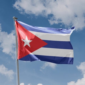 Bandera de Cuba / Impresión de diseño único / Impresión de diseño único / Materiales de alta calidad / 5 tamaños / Fabricado en la UE