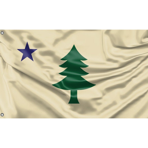 Original Maine Flag | Unikat Druck | Hochwertige Materialien | Größe - 3x5 Ft / 90x150 cm | Hergestellt in EU