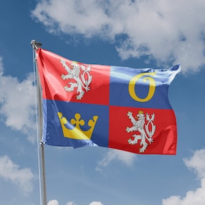 Hradec Kralove Region, Czech Republic Flag | Unique Design Print | High Quality Materials | Size - 3x5 Ft / 90x150 cm | Made in EU
