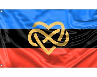 Polyamory With Infinity Heart Flag | Unique Design Print | High Quality Materials | Size - 3x5 Ft / 90x150 cm | Made in EU