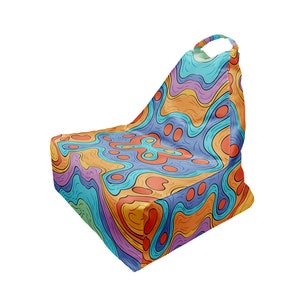 Bean Bag Psychedelic Colors Print | Unique Design VI | Full Print | Comfy Form | Made in EU