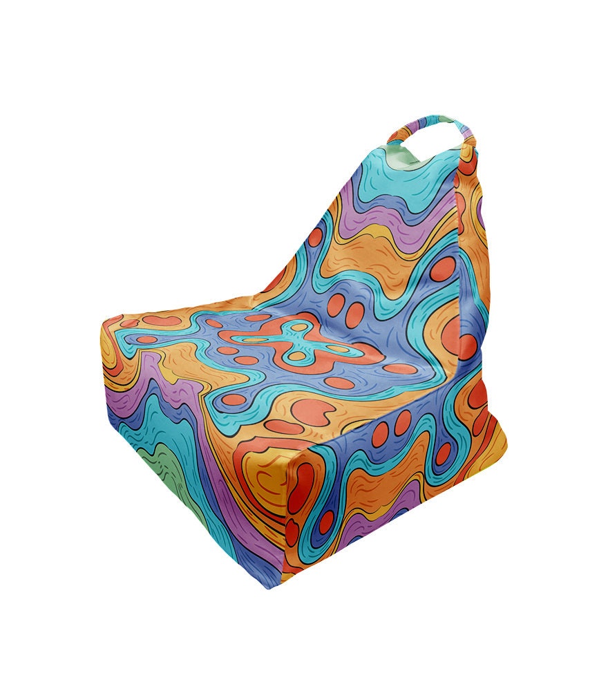 Bean Bag Psychedelic Colors Print | Unique Design VI | Full Print | Comfy Form | Made in EU