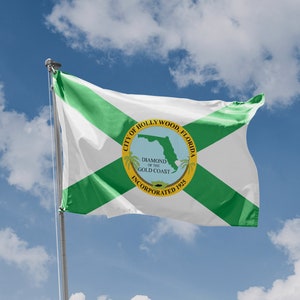 Hollywood Flag, Florida USA | Unique Design Print | Hiqh Quality Materials | Size - 3x5 Ft / 90x150 cm | Made in EU