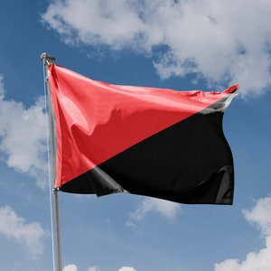 Red and Black Anarchist Flag | Unique Design Print | High Quality Materials | 5 Sizes | Made in EU