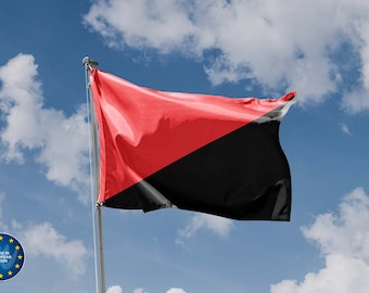 Red and Black Anarchist Flag | Unique Design Print | High Quality Materials | 5 Sizes | Made in EU