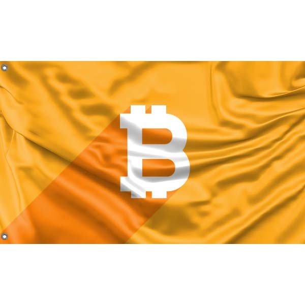 Modern Yellow Bitcoin Crypto Flag | Unique Design Print | High Quality Materials | Size - 3x5 Ft / 90x150 cm | Made in EU