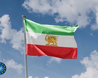 Historical Flag of State of Iran | Unique Design Print | High Quality Materials | 5 Sizes | Made in EU