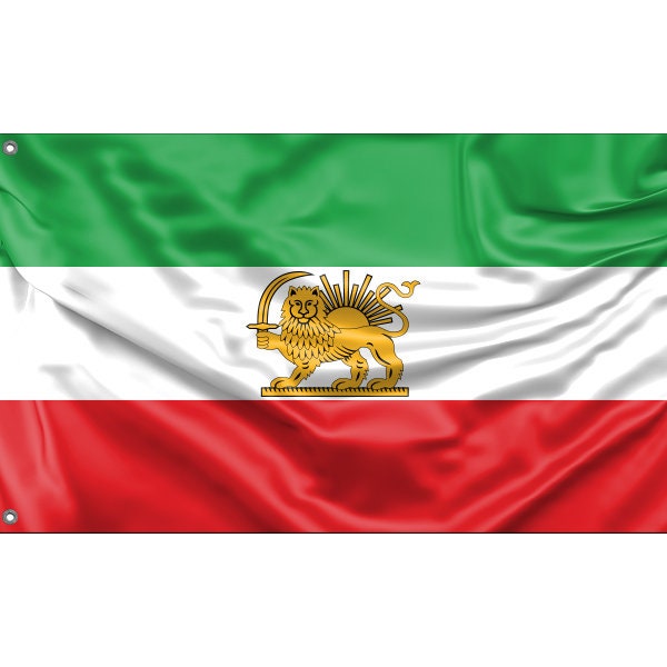 Historische vlag van de staat Iran | Unieke ontwerpprint | Materialen van hoge kwaliteit | Formaat - 3x5 Ft / 90x150 cm | Gemaakt in de EU