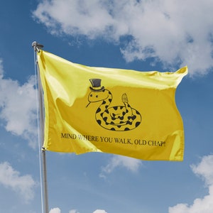Bandera de Gadsden de la variante británica / Impresión de diseño exclusivo / Materiales de alta calidad / Tamaño: 3 x 5 pies / 90 x 150 cm / Fabricada en la UE