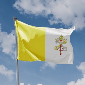 Drapeau de la Cité du Vatican | Impression de conception unique | Matériaux de haute qualité | 5 tailles | Fabriqué dans l&#39;UE