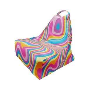 Bean Bag Psychedelic Rainbow Colors Pattern Print | Unique Design VI | Full Print | Comfy Form | Made in EU