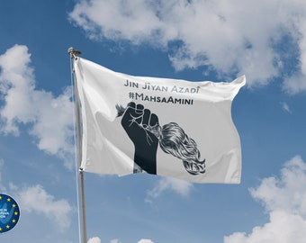 Mahsa Amini Protest Flag II | Unique Design Print | High Quality Materials | Size - 3x5 Ft / 90x150 cm | Made in EU