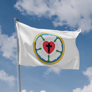 Lutherse rozenvlag | Unieke designprint | Hoogwaardige materialen | 5 maten | Gemaakt in de EU