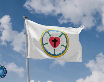 Lutheran Rose Flag | Unique Design Print | High Quality Materials | 5 Sizes | Made in EU