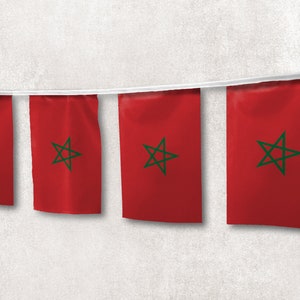 Ghirlanda con bandiera del Marocco / Decorazione per la casa dal design unico / Materiali e stampa di alta qualità / Prodotto in UE