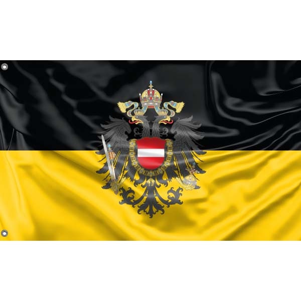 Österreichische Empire Flagge | Einzigartiger Designdruck | Hiqh Qualitätsmaterialien | Größe - 3x5 Ft / 90x150 cm | Hergestellt in EU