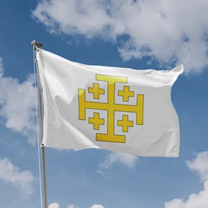 Kingdom of Jerusalem Flag | Unique Design Print | Hiqh Quality Materials | 5 Sizes | Made in EU