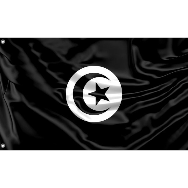 Drapeau noir de la Tunisie | Design unique | d’impression Matériaux de haute qualité | Taille - 3x5 Ft / 90x150 cm | Fabriqué dans l’UE