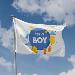 Bandera de It's A Boy / Diseño exclusivo / Materiales de alta calidad / Tamaño: 3 x 5 pies / 90 x 150 cm / Fabricado en la UE