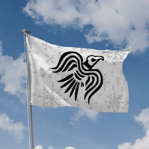 Nordic Viking Raven Flag | Unique Design Print | Hiqh Quality Materials | 5 Sizes | Made in EU