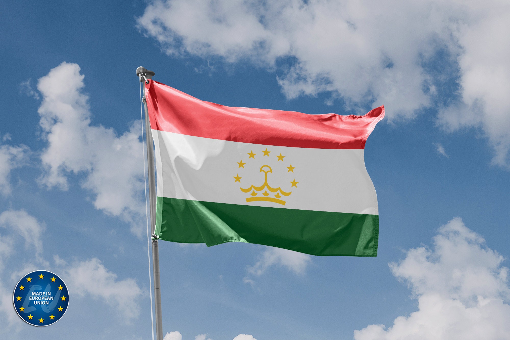 Tajikistan Flag | Unique Design Print | Hiqh Quality Materials | Size - 3x5 Ft / 90x150 cm | Made in EU