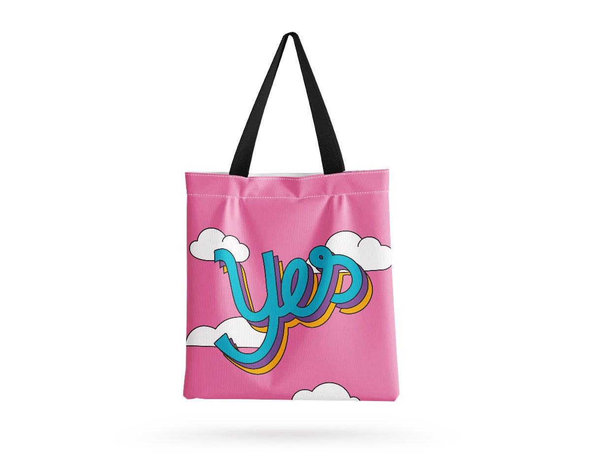 Yes Sign Design Tote Bag Handmade Shopping Bag With Print Etsy UK