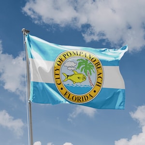 Pompano Beach Flag, Florida, VS | Unieke designprint | Materialen van hoge kwaliteit | 5 maten | Gemaakt in de EU