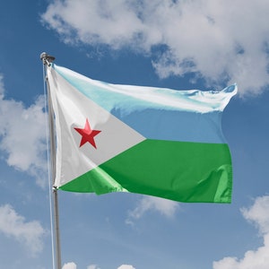 Djibouti Flag | Unique Design Print | Hiqh Quality Materials | Size - 3x5 Ft / 90x150 cm | Made in EU
