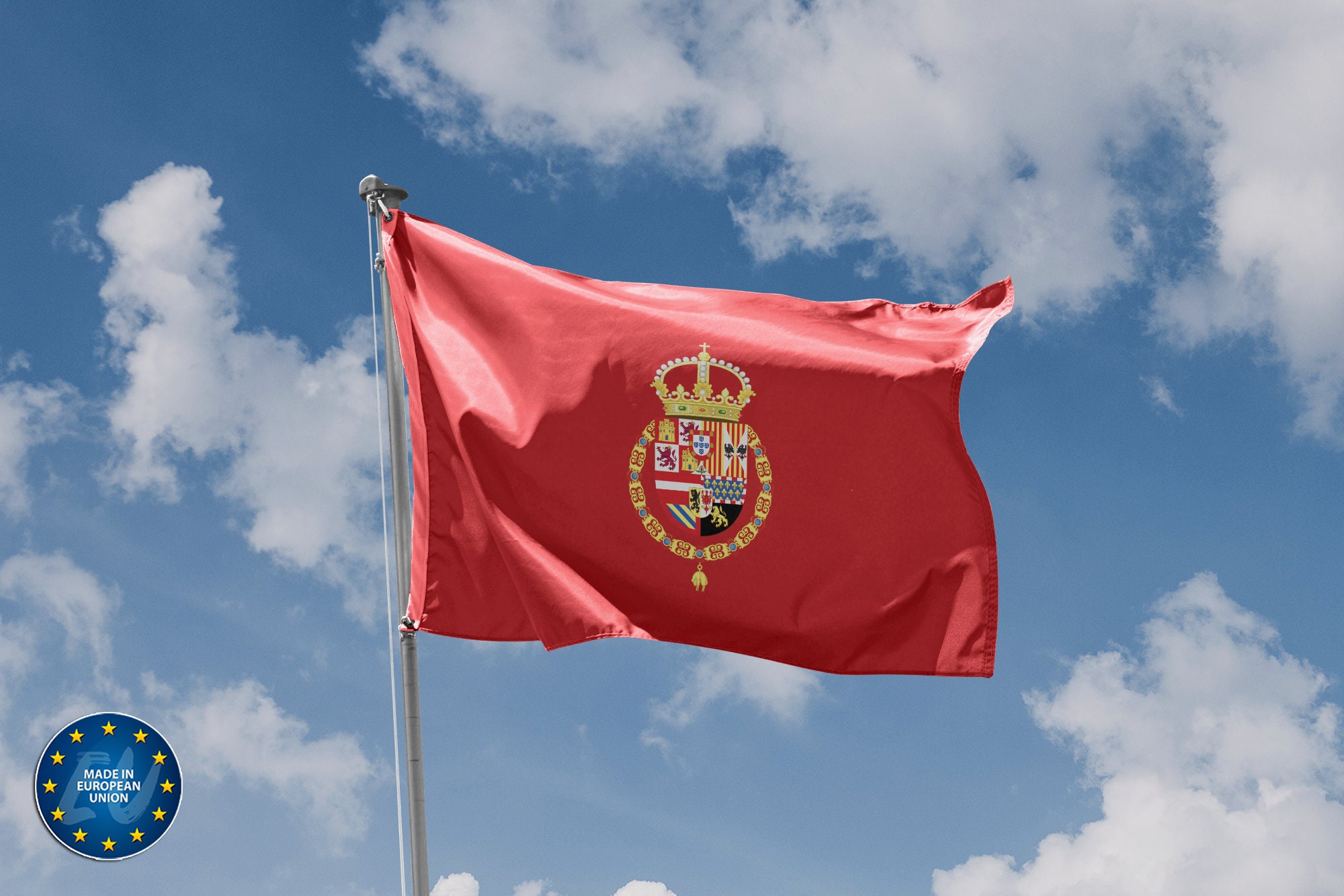 Drapeau royal de la maison de Habsbourg en Espagne | Impression de conception unique | Matériaux de haute qualité | 5 tailles | Fabriqué dans l'UE