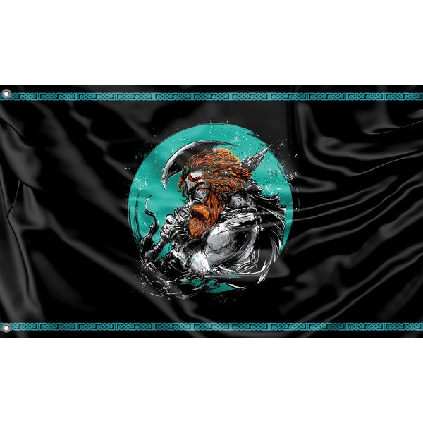 NIBABAEU Bandiera decorativa da giardino, per esterni, con nave scandinava vichinga, drago Valhalla, stampa su un lato, decorazione per giardino, cortile, prato, 90 x 150 cm