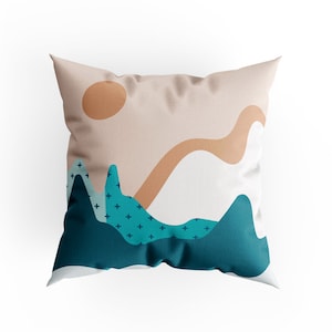 Cushion Cover with Print | Unique Double Sided Full Print | Abstract Mountains And Sun Design | Size - 40 x 40 cm | Made in EU