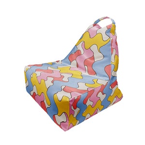 Bean Bag Distorted Chessboard Print | Unique Design VI | Full Print | Comfy Form | Made in EU