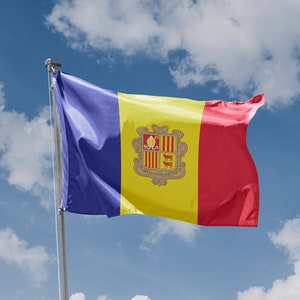Flag of Andorra | Unique Design Print | High Quality Materials | Size - 3x5 Ft / 90x150 cm | Made in EU