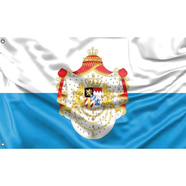 Kingdom of Bavaria Flag with Crest | Unique Design Print | Hiqh Quality Materials | Size - 3x5 Ft / 90x150 cm | Made in EU