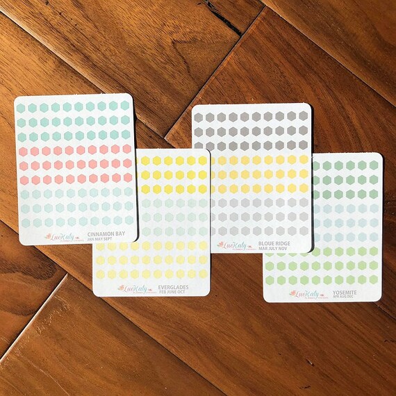 inkWELL Press A5 Bound Quarterly HEADERS for the Mission Board Hexagons: 2019 Colors Matte Repositionable Planner Stickers LucKaty |