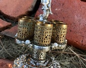 Vintage Filigree Lipstick Holder with Cherub and Faux Pearls, Cherub Lipstick Holder, SF, Gift, Vanity, Beauty, Decor