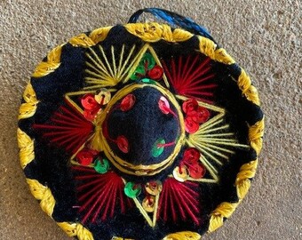 Black With Gold Trim Mini Mariachi Hat 