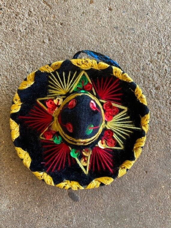 Black With Gold Trim Mini Mariachi Hat 