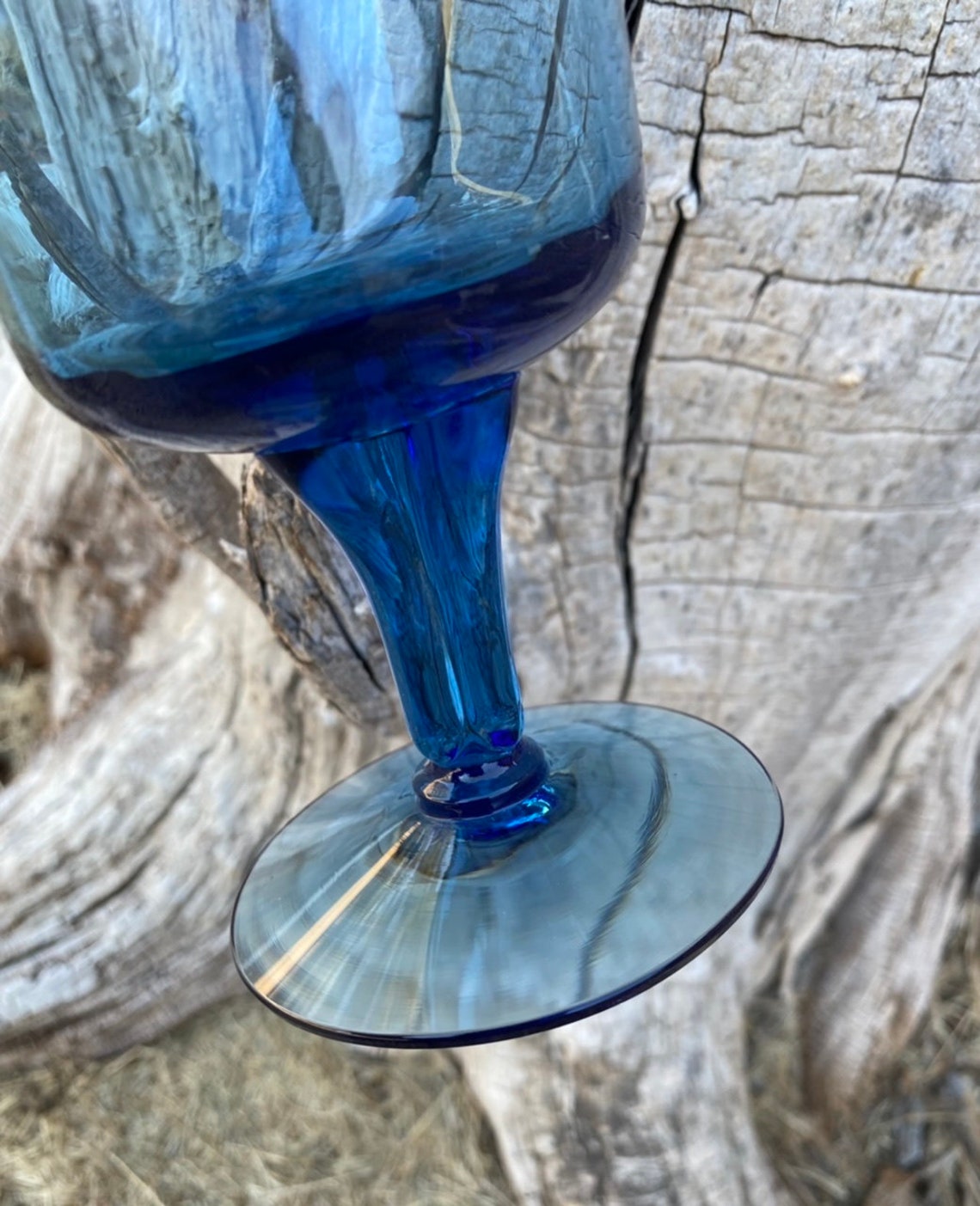 Set of Four Blue Glasses 6 Blue Glasses Tea Water Etsy