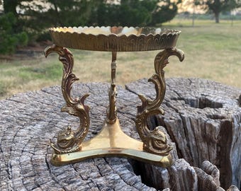 Vintage Brass Koi Fish Stand, 5 7/8" Tall, Brass Base with Three Koi Fish, Made in India, Décor,