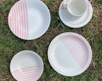 Pink Shades by Churchill England Dinnerware, Pink Stripes and Dots, Assorted Pieces, Replacement, Gift