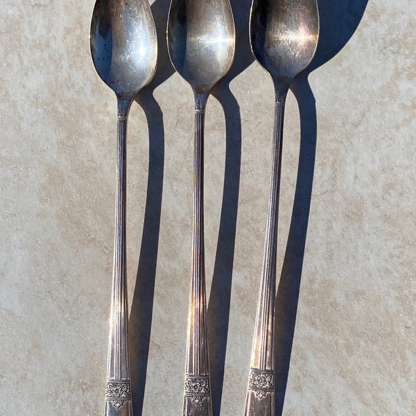 Set of 3 (Three) Vintage Simeon L & George H Rogers Rose Pattern 7 1/2" Teaspoons, Oneida, Flatware, Silverware, Dining, Replacement, Gift