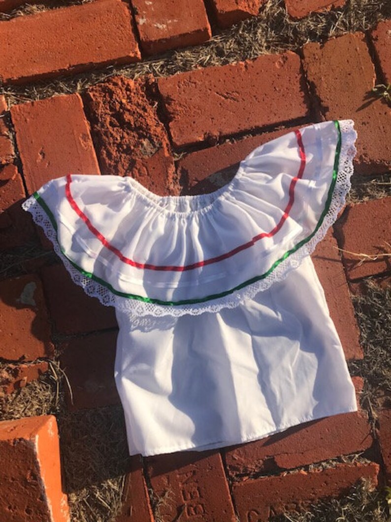 Little Girl White Off Shoulder Blouse Size 4 Mexican Blouse Etsy