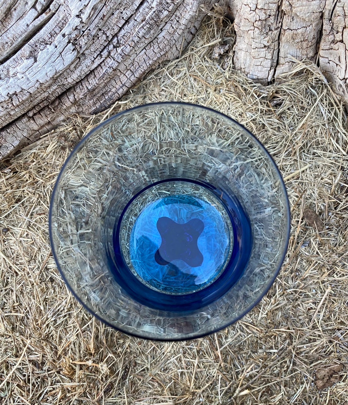 Set of Four Blue Glasses 6 Blue Glasses Tea Water Etsy